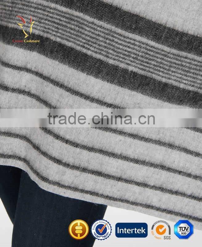 Women Stripe Cashmere Sweater Poncho Sweater