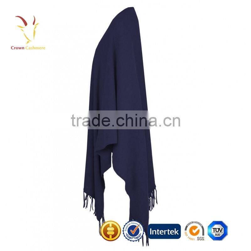 Womens Knit Poncho With Fringe,Women Navy Wool Poncho