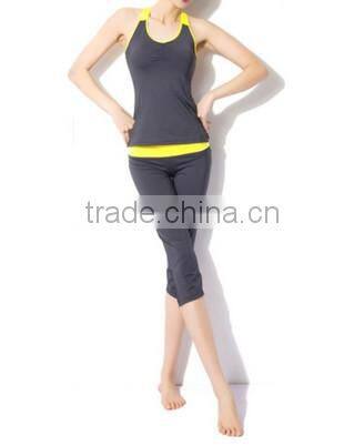 Yellow Woman Jogging Shirts Body Building Sport Wear Aerobics Pant Suit
