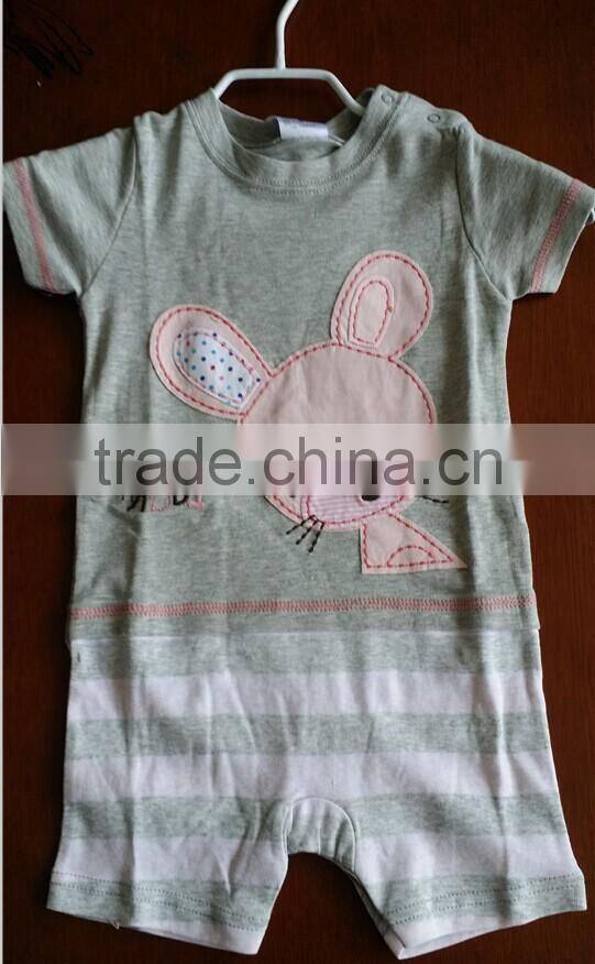 baby short sleeve bodysuit for summer with cute embriodery