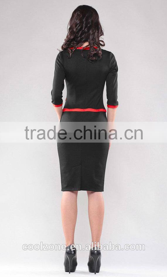 Elegant contrast ladies office suit fashion stylish woman suit 2015