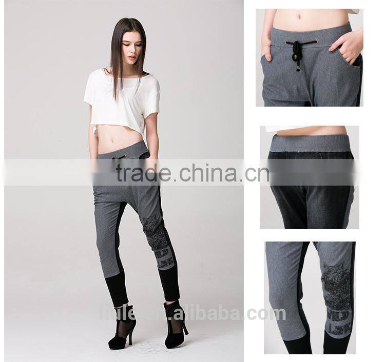 animal pattern embroideried women sweat pants for wholesale