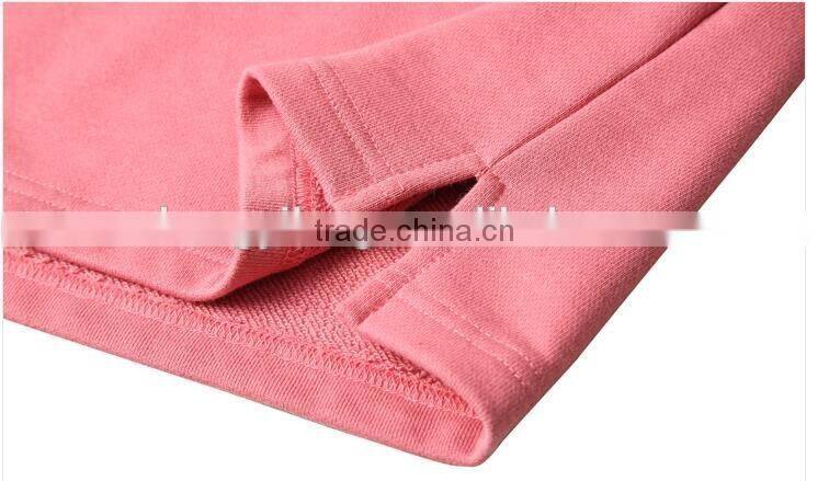 Mens pink side slit thick 3/4 sleeve loose t shirt