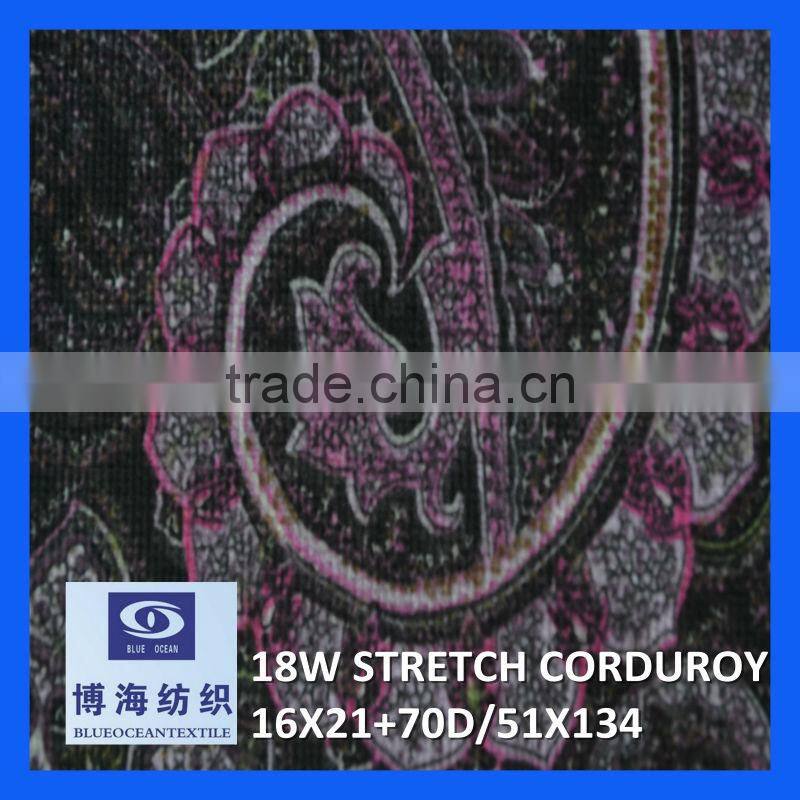 18W STRETCH CORDUROY 16X21+70D/51X134
