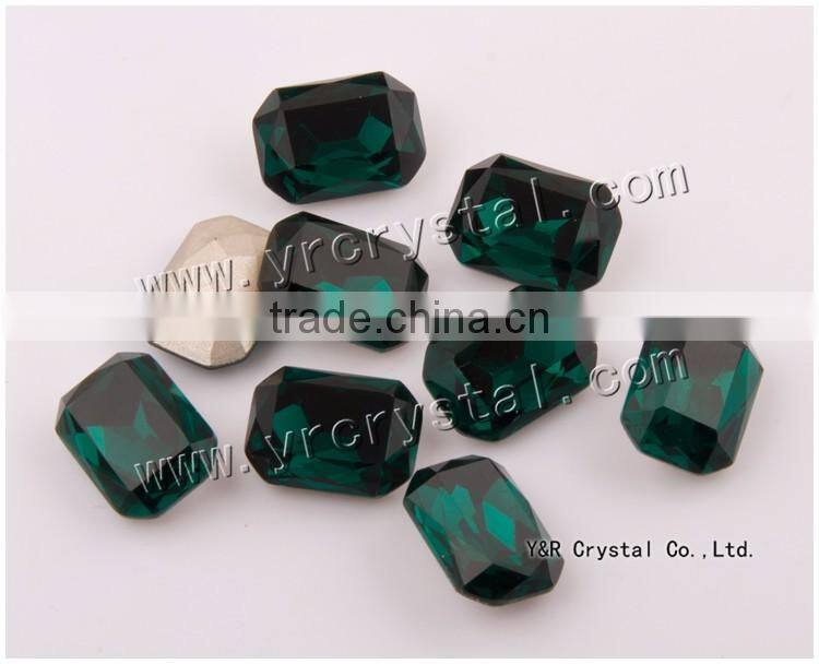 4627 Octagon Crystal 10*14mm Emerald Color Glass Crystal