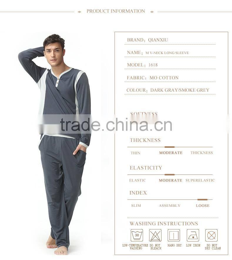 China Supplier Quality Qianxiu Long Sleeve Casual Men Night Wear For Wholesale