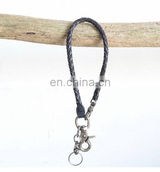 CUSTOM VINTAGE STYLE KNITTED KEYRING THIN LEATHER KEYCHAIN