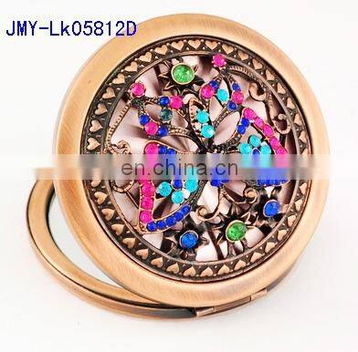 3D hollow decoration antique metal pocket makeup mirror