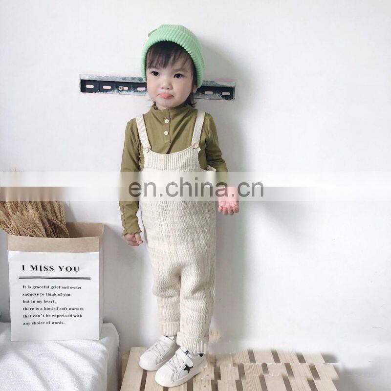 Latest Design Pink Knitted Jumpsuits 100% Cotton kid Girl knitted pants On SALE 2020 Knitted Overall