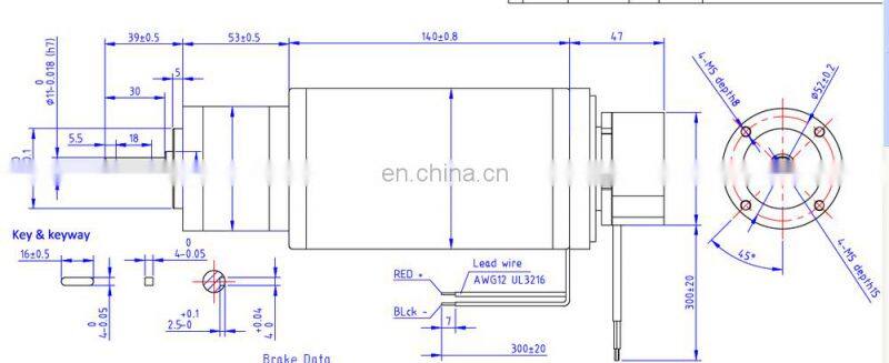 62PLG.80ZYT02A 24v planetary gear dc motor, option for electric brake, rated power 270w