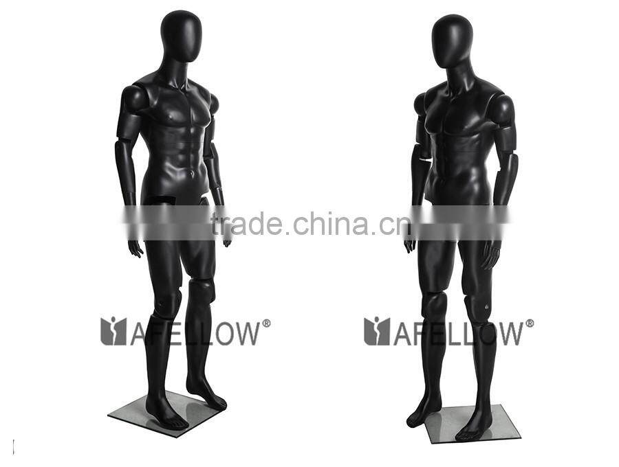 fiberglass egg head male matt black movable mannequins