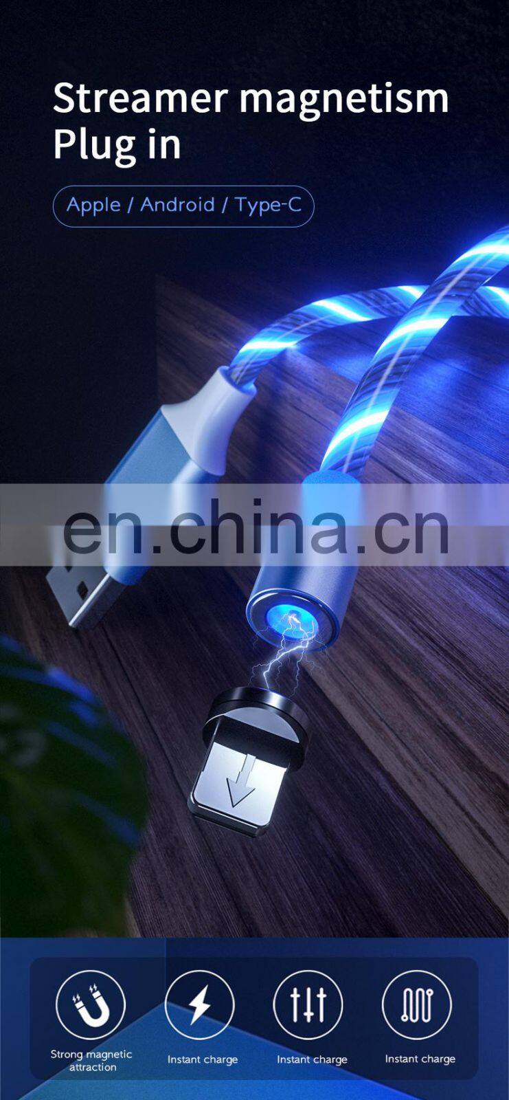 Shenzhen Data Line Newest 2020 Golden Sky Colorful Nylon 1M Micro Usb Type-C Ios Cable 3 In1 Fast Charge Cellphone Data Line