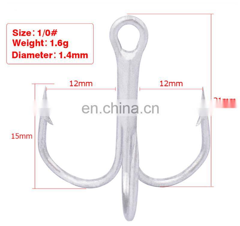 Amazon Strong Treble Strengthened Hooks Fishing Lures Hook 100pcs/bag Silver Strong Treble Hook