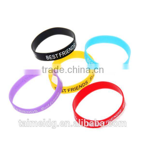 Fashion style debossed ink filled wristband