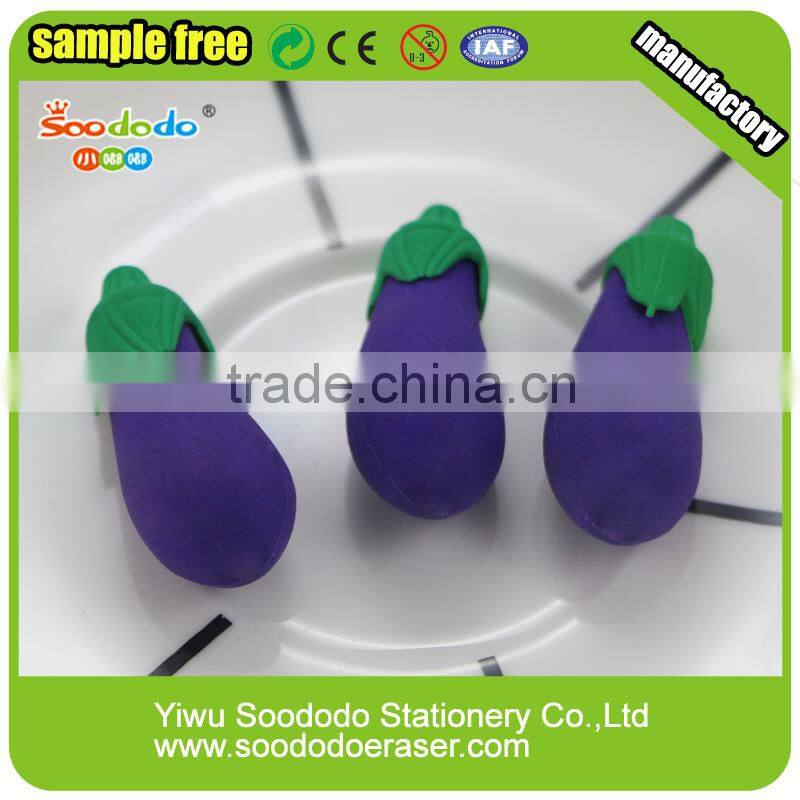 Hottest sales eggplant shaped 3D puzzle TPR erasers