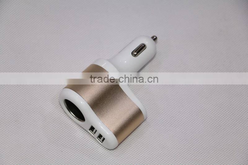 Multi car adapter new design 12V car cigar lighter adapter with two USB output with english retail box