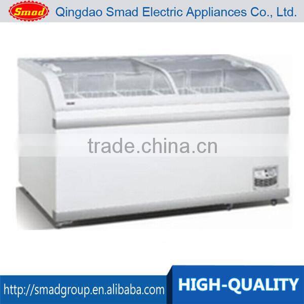 curved glass door chest freezer ice cream display freezer
