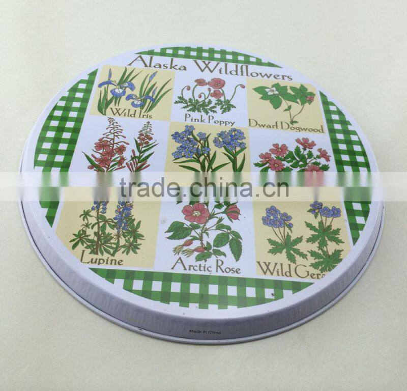 pretty hot selling round metal tin tray
