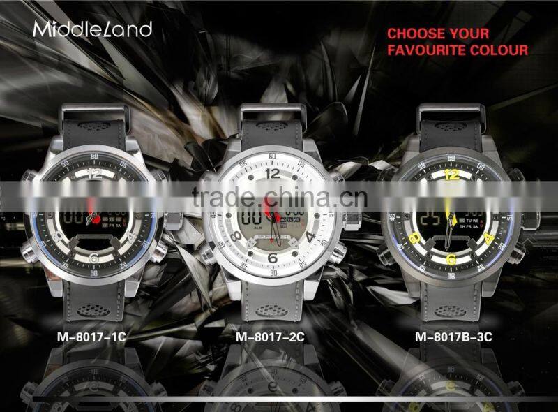 NEW!LED watch with leather band 2015 middleland show into market