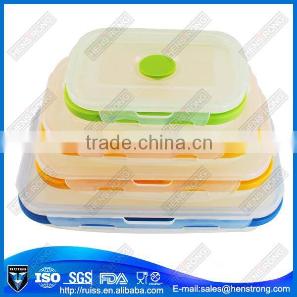 Popular and good tightness transparent silicone picnic lunch box storage box