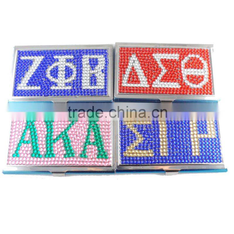 Rhinestone Business Card Holder Case Metal ZETA PHI BETA Business Card Holder Case