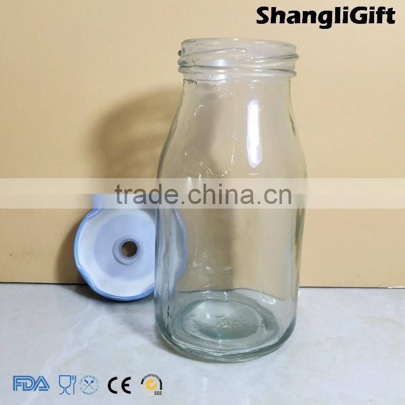 Glass Milk Bottle 180ml Cylinder Wholesale 6oz Juice Bottle