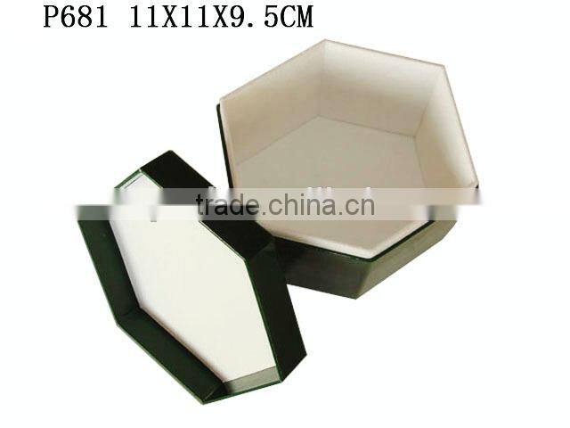 Fancy Hexagon Leatherette Jewelry Gift Paper Packaging Box Wholesale P681