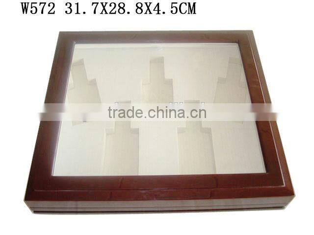 Wholesale 5 Grids Glossy Wood Perfume Gift packaging Box With Clear Window W572