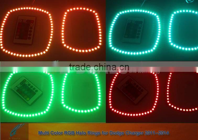 RGB Multi-Color LED Angel Eyes Halo Rings Kit For 2011-2014 Dodge Charger with Remote