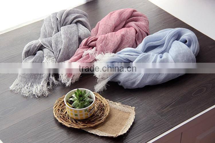 2016 Autumn Winter Women Ladies Fashion Long Plain Linen Cotton Scarves