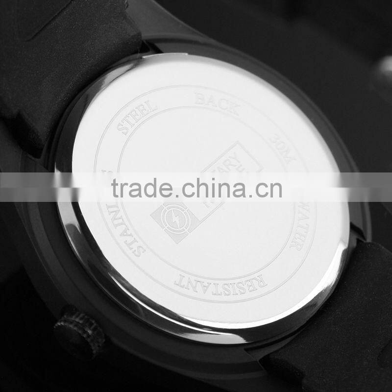 Military Royale Men's Hand Watch Black Rubber Strap Quartz Water Resistant Watch Polit Watch