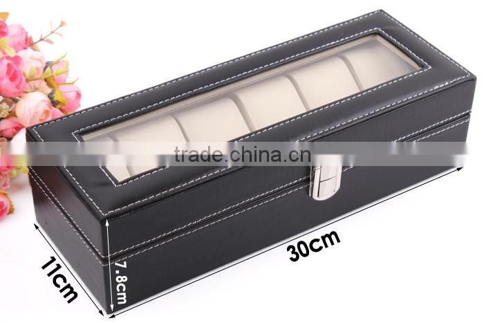 C34 ANPHY 6 pcs Watch Box High Grade Leather Flannelette Display Case