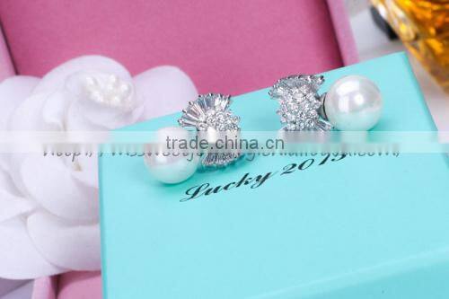 hot selling 925 sterling silver diamond stud earrings for wedding