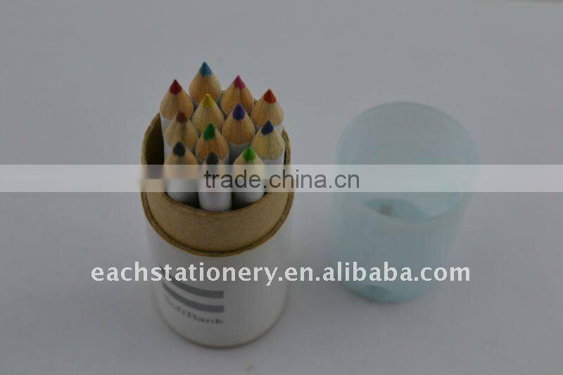 3.5" Mini Size Black Wooden Color Pencil Set With Black Paper Tuber