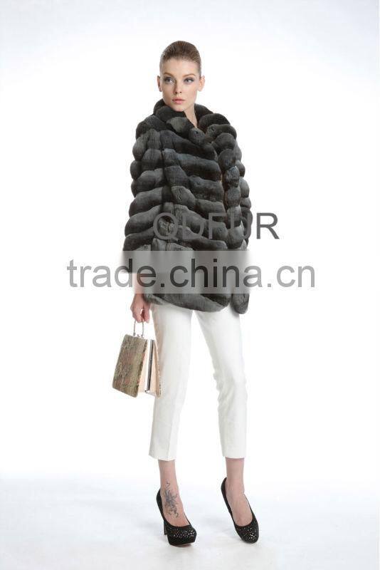 QD23121 Wholesale Retail 2013 Lady High Quality Chinchilla Warm Coat Plus Size Overcoat