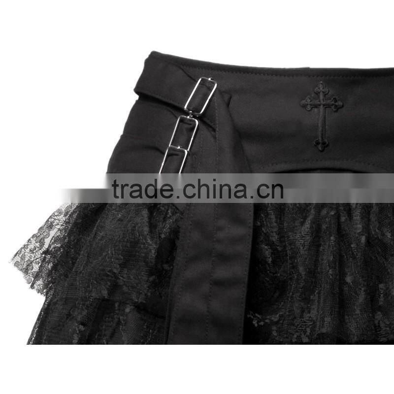 GOTHIC BLACK STRING SKIRT DENIM FOR WOMENS STEAMPUNK GOTH