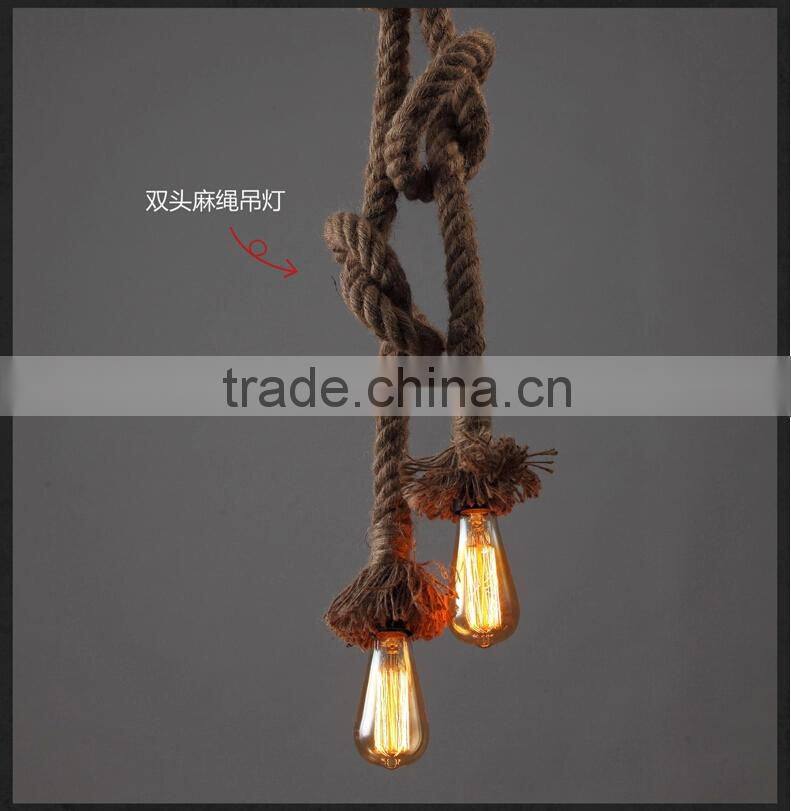 Retro DIY Art Hemp Rope Pendant Light 200cm Creative Art Chandelier Dining Room LED Droplight