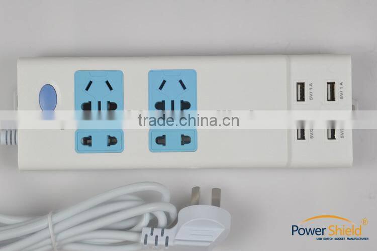 Universal /Middle East/ UAE/ Dubai 4 AC power supply + 4 USB socket Strip with Surge Protector 220V 16A