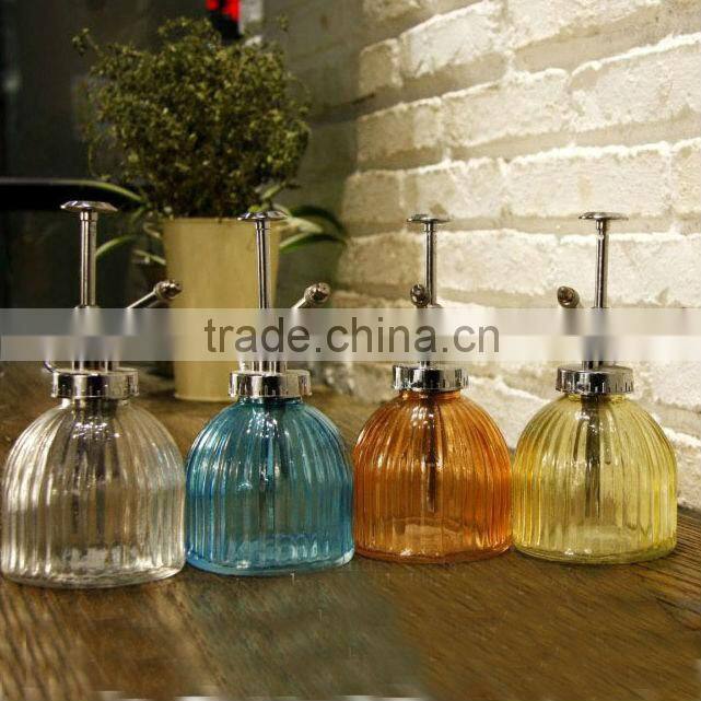 colored glass flower water pot