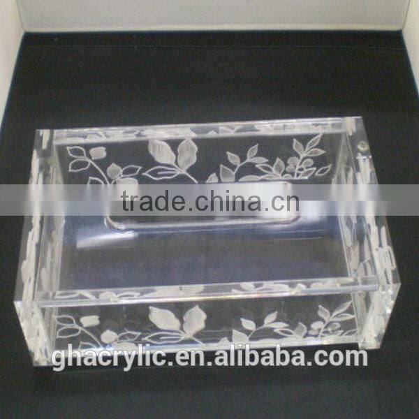 GH-RZ571 Acrylic color tissue box gold cover plexiglass tissue holder for sale ,customized acrylic tissue box cover