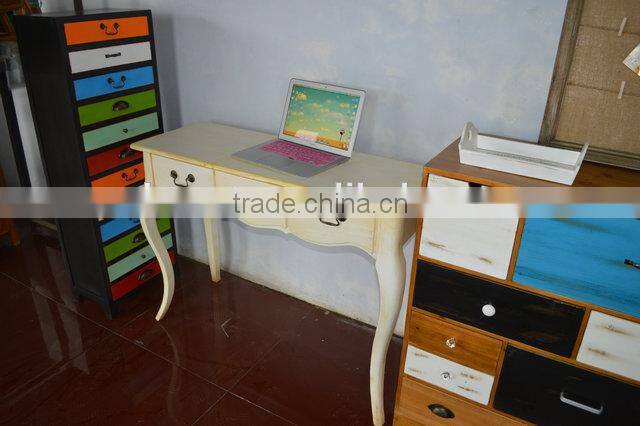 Shabby chic european style wooden dressing table with 3 drawers