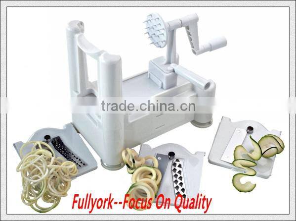 Multi Functional Hurry Slicer Hand Vegetable Chopper Slicer Manual Twista Chopper Tri-blade Plastic Spiral Vegetable Slicer