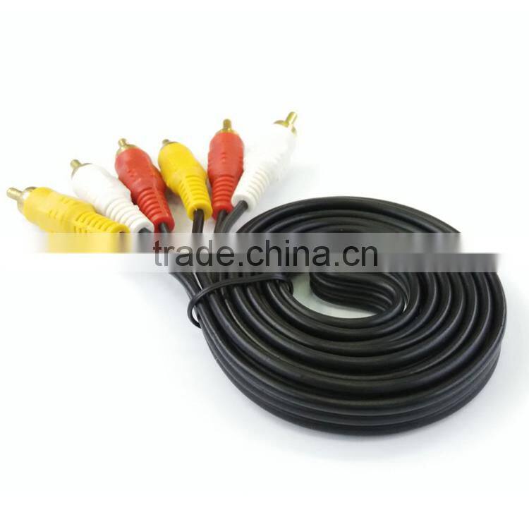 High quality 3RCA to 3RCA VICEO&AUDIO M/M cable for computer/TV/DVD player/soundbox
