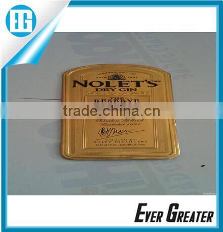 Custom wine bottle metal label self-adhesive aluminum sticker labels bottle labels metal logo plate