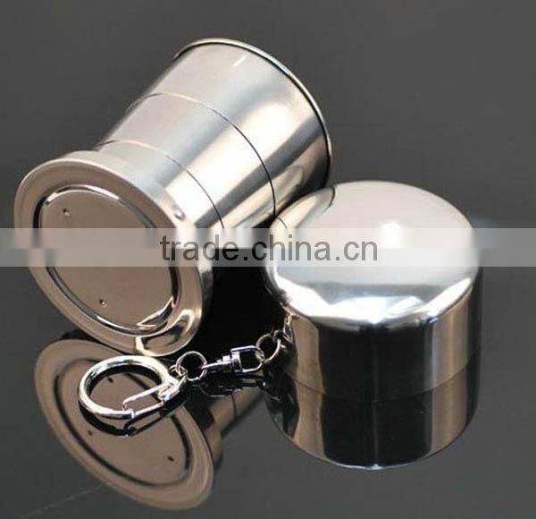 outdoor camping stainless steel retractable portable cup with 3 sections