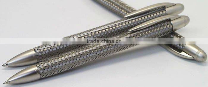 High quality metal braided steel wire barrel ballpoint pen