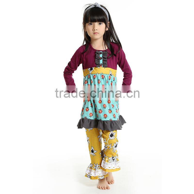 fashion fall kid clothes ruffle boutique girl clothing wholesale 2016