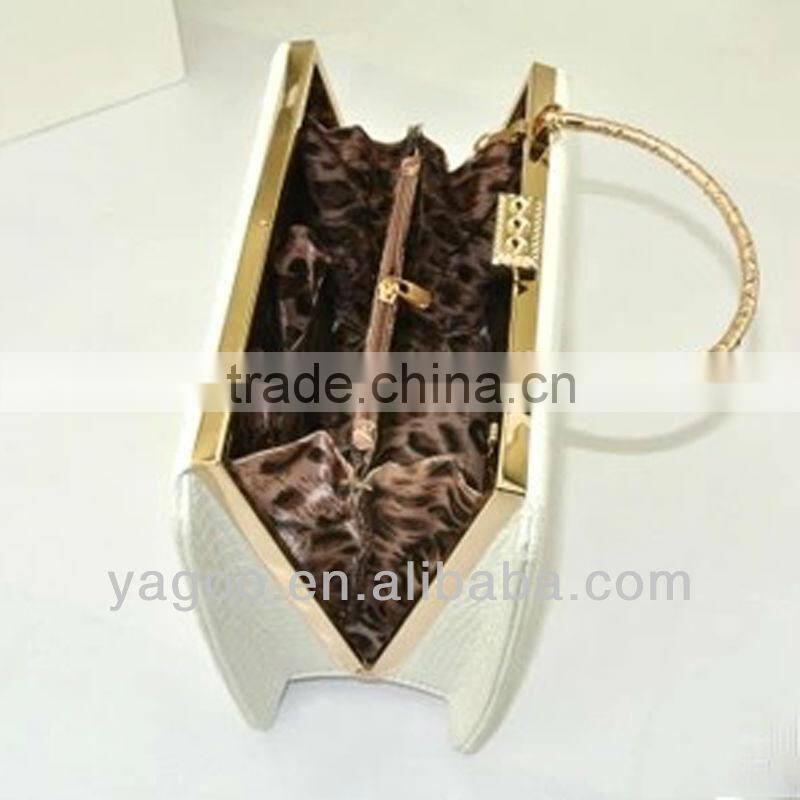 fashion so elegant new style metal handle clear belt cross body handbag