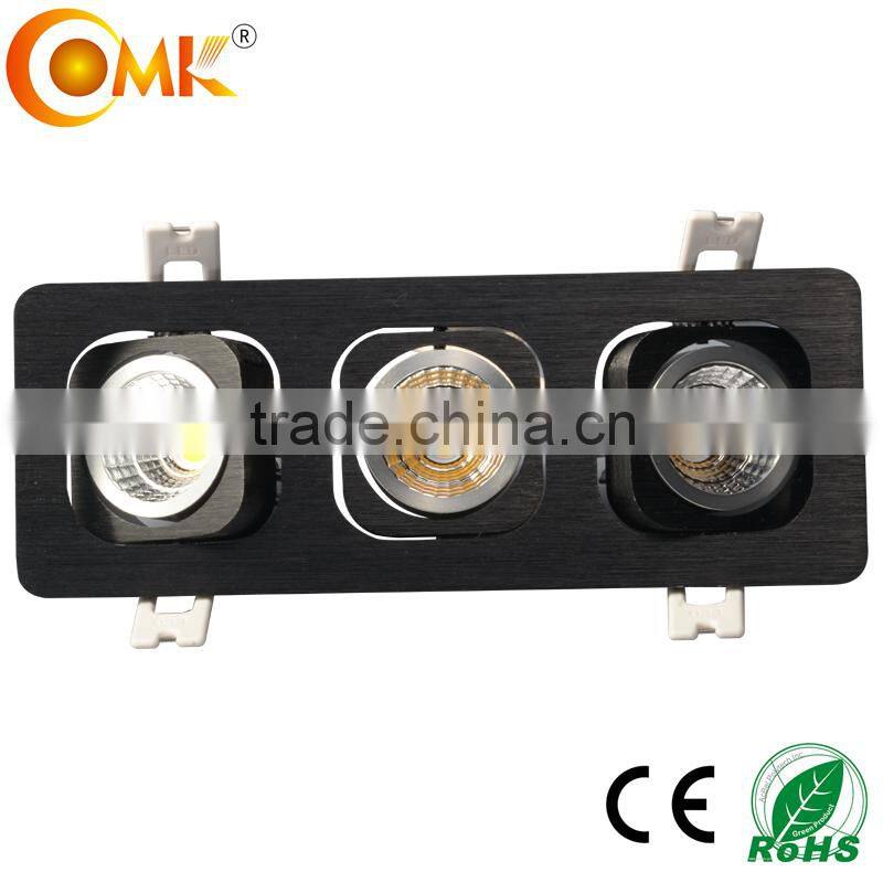 Adjustable 3*5W COB led grill light brushed black rectangular led decorative grille panel