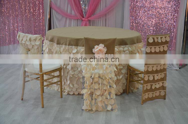2015 New style burlap and patal taffeta chair cover wholesale